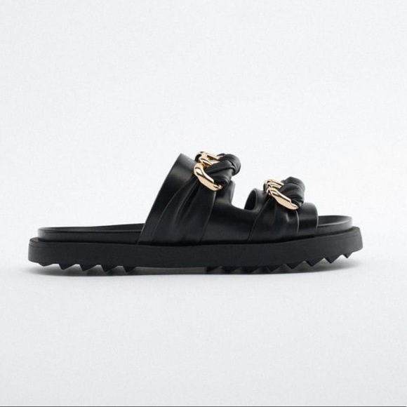 ZARA Flat Sandals with Chain Detail BNWT - Picture 4 of 7